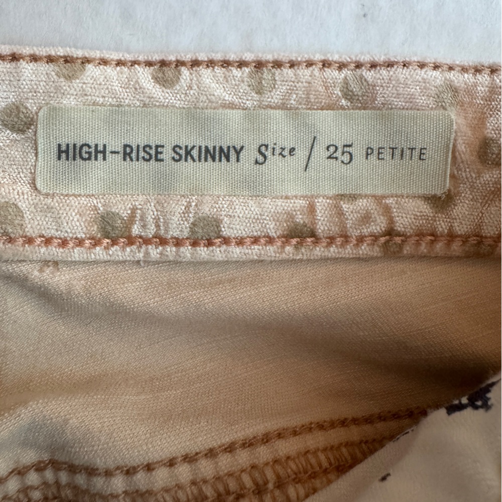 Pilcro Anthropologie Brand Velvet Polka Dot High Rise Skinny Pants - Size 25 P - Picture 7 of 8
